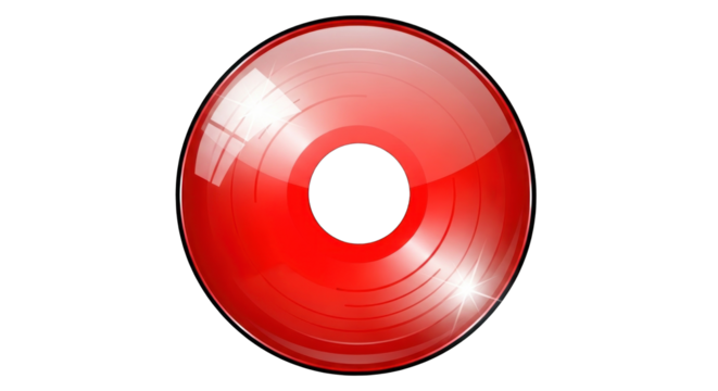 Red Vinyl Record Close Up Studio Shot.