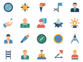 Fototapeta premium A vibrant collection of icons representing navigation, leadership, and guidance.