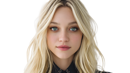 Gorgeous 20 year old girl showcases radiant charm isolated on white