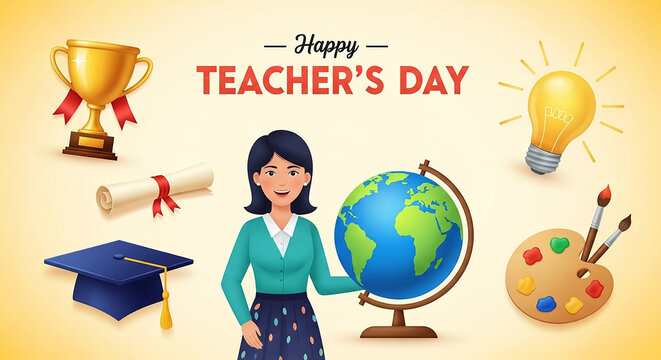 Teacher's day celebrating education knowledge and learning