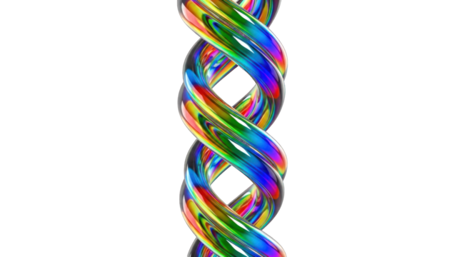Vibrant Rainbow DNA Helix Structure on White Background. - Powered by Adobe