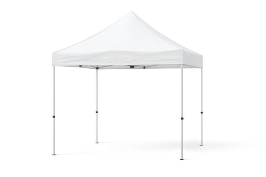 White pop-up canopy tent providing temporary shelter, ready for events, markets, or outdoor gatherings on transparent background