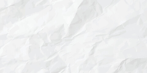 Abstract White Crumpled Paper Texture Vector Background with Realistic Folds and Wrinkles