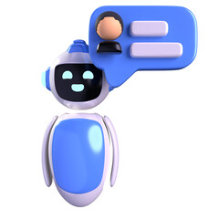 Cartoon Style Friendly Robot Chatbot with Message Bubble Illustration