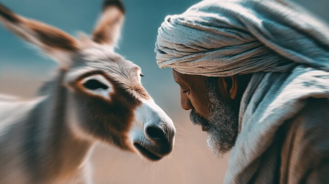 balaam and the talking donkey biblical characters blurred background