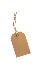 3D Golden Tag With Rope On Brown Background Realistic Photo