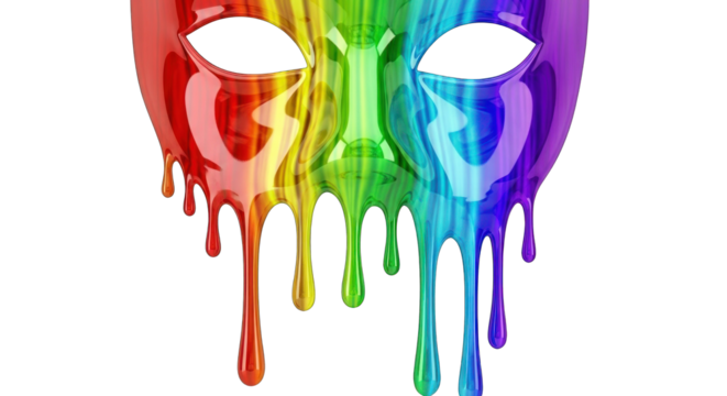 Colorful mask with dripping paint vibrant artistic expression.