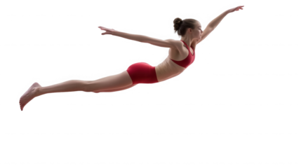 Gymnast isolated on transparent background, performing an aerial acrobatic exercise