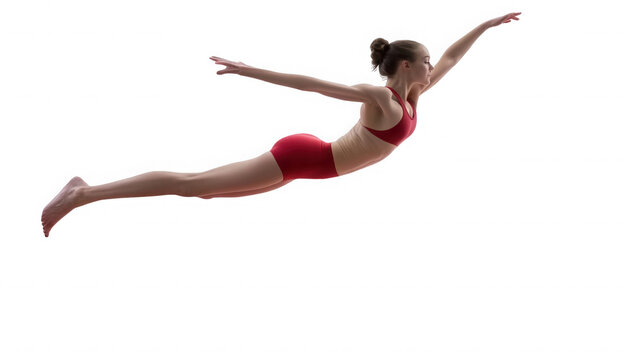 Gymnast isolated on transparent background, performing an aerial acrobatic exercise