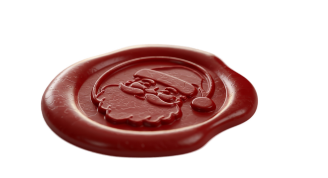 3D Realistic Red Wax Seal Stamp Santa Claus Christmas Holiday