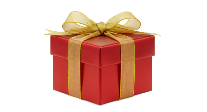 3D Realistic Red Gift Box With Golden Ribbon