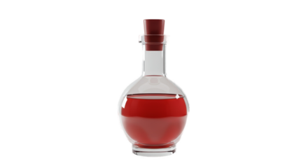 3D Red Liquid Potion Bottle Transparent Background Minimalist