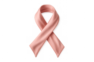Pink ribbon symbolizing breast cancer awareness, support, health, hope, and charity, isolated on transparent background