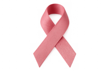 Pink ribbon symbolizing breast cancer awareness, support, and hope for women's health on transparent background