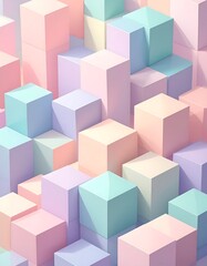 Pastel cubes in a 3D geometric pattern