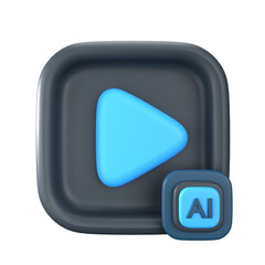 Rounded 3D Style Play Button with AI Icon for Application