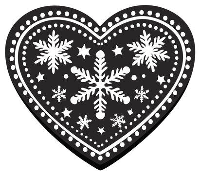 Decorative heart with snowflakes and stars symbol for winter season