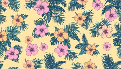 Pastel floral tropical print