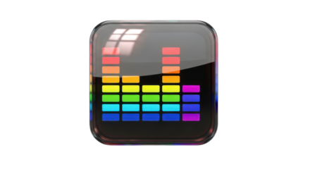 Colorful Audio Spectrum App Icon on White Background.