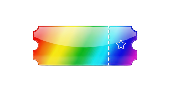 Colorful Rainbow Gradient Ticket Isolated on White Background. - Powered by Adobe