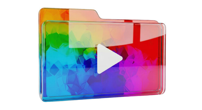 Colorful Video Folder Icon with Play Button.
