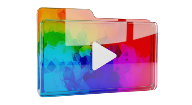 Colorful Video Folder Icon with Play Button.