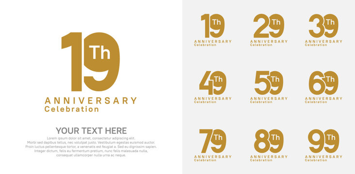Anniversary logo set vector design, brown color for celebration event - Powered by Adobe