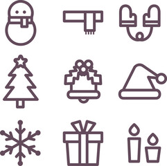 シンプルな冬のアイコンセット