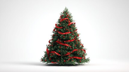 christmas tree with red ribbon