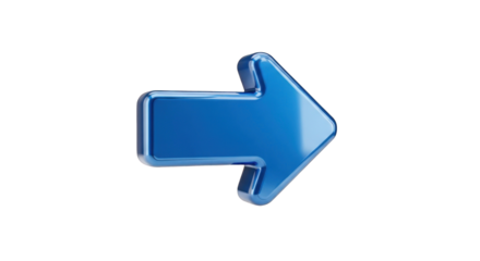 Blue Arrow Pointing Right on White Background.