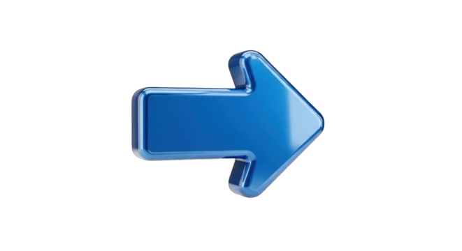 Blue Arrow Pointing Right on White Background.