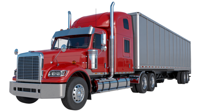 Semi truck delivering goods, transportation and logistics