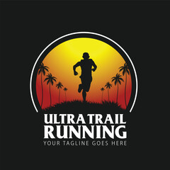 mountain trail run logo vector image