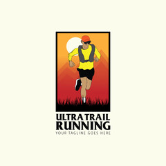 mountain trail run logo vector image