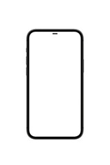 Modern Smartphone with Blank Screen Isolated on Transparent Background