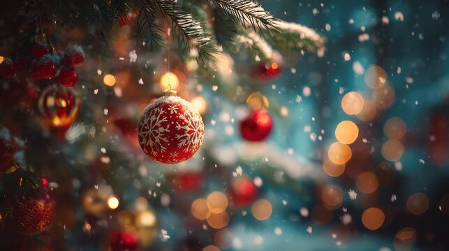 a beautiful christmas winter multicolored defocuse bokeh light bubble merry christmas holiday festive background