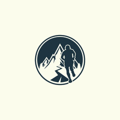 mountain trail run logo vector image