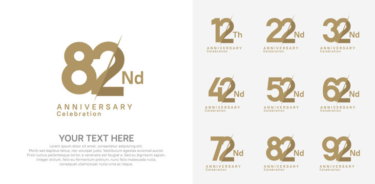 Anniversary logo set vector design, brown color for celebration event