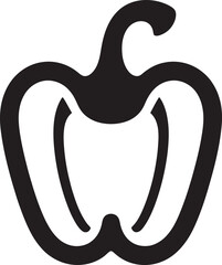 Simple black and white silhouette of a bell pepper