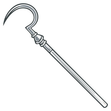 Ancient Egyptian khopesh sickle sword illustration in a monochrome vintage style