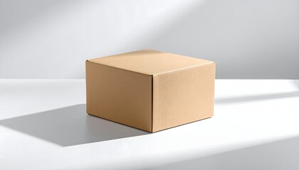 Simple Cardboard Box Sitting in Natural Light with Soft Shadows