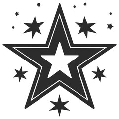 Fototapeta premium Black and white graphic design featuring stars and starburst elements