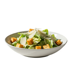Fresh Caesar Salad with Croutons and Parmesan Cheese Isolated