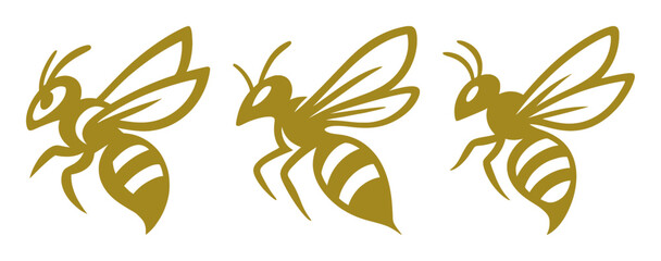 vector set silhouette of honey bee (artwork 1)
