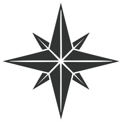 Obraz premium Eight-Pointed Star Compass Rose Symbol in Black and White Graphic Design Element