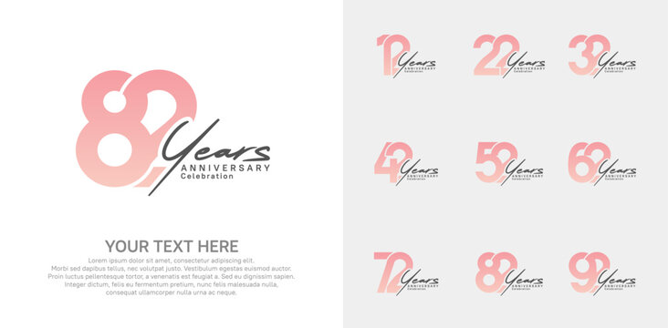 Anniversary logo set vector design, pink and black color for celebration event
