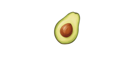 Fresh Green Avocado Half With Brown Seed Realistic Isolated Transparent Background