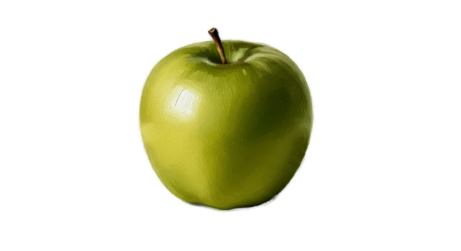 Fresh Green Apple with Water Droplets Realistic Photo on Textured Background