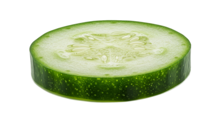 Fresh Green Cucumber Slice Transparent Background Realistic Photo