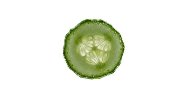 Fresh Green Cucumber Slice Isolated Transparent Background Macro Detail